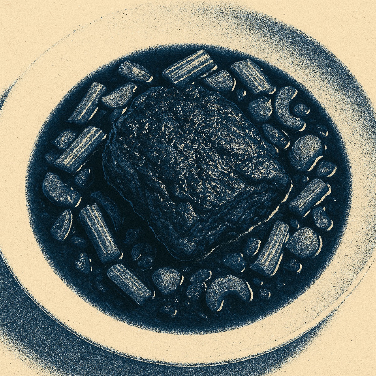 Braised Beef Shoulder with Red Wine Reduction, Celery & Onion