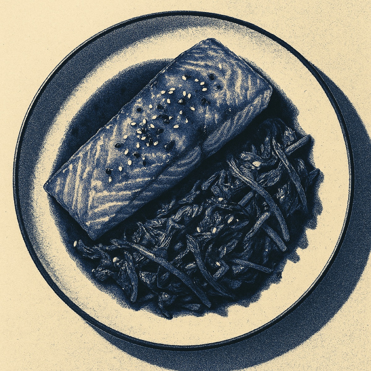 Miso-Honey Glazed Salmon with Garlic-Sesame Spinach