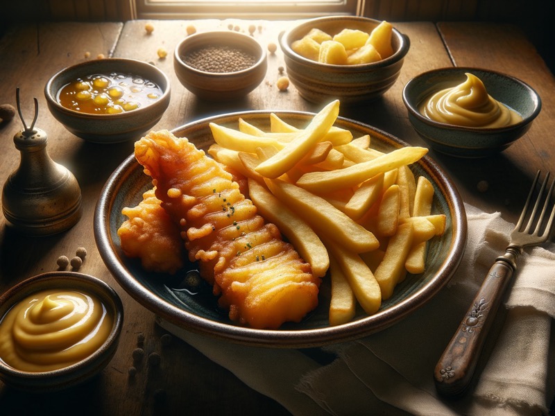 Flussbarsch Fish & Chips (Britischer Teigmantel)